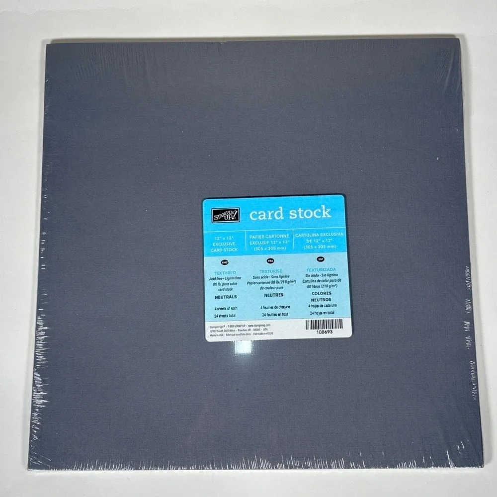 Stampin Up Neutrals 12x12 Textured Card Stock 80lb 24 Sheets 108693 NEW Retired